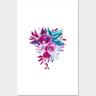 Pink blush rose bouquet, watercolor Posters and Art